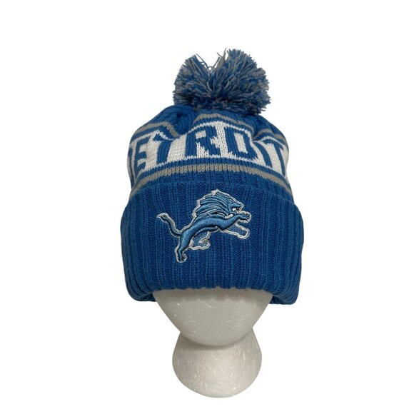 Detroit Lions New Era NFL Pom Knit Hat One Size Fits Most Football Athleisure - Picture 4 of 7